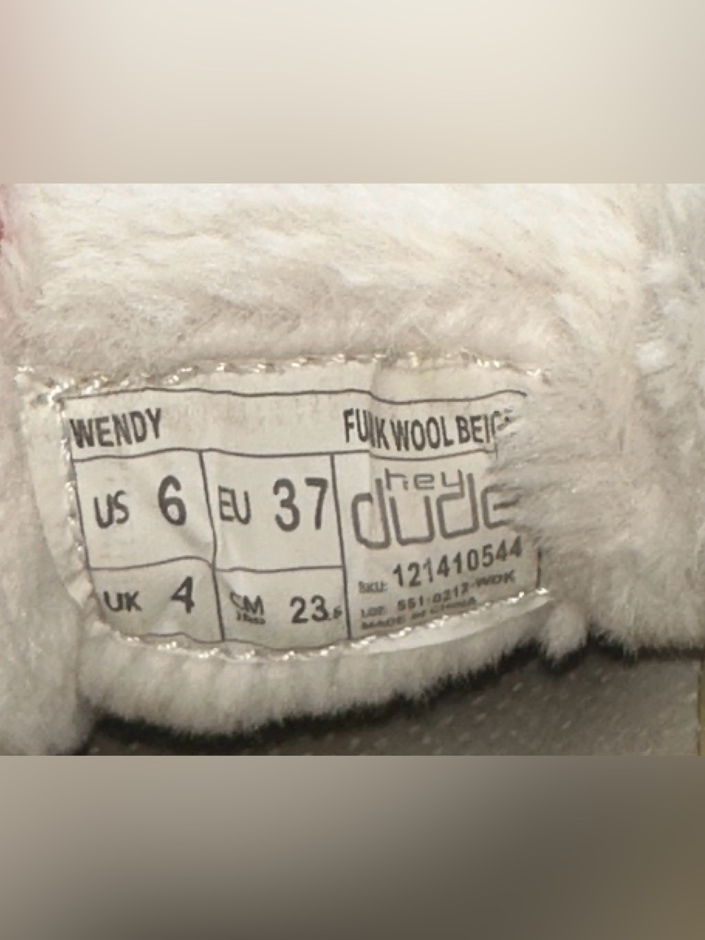 Hey Dude Wendy Funk Wool Beige Faux Fur Lined Southwestern Loafers Shoes Size 6 - Picture 7 of 7